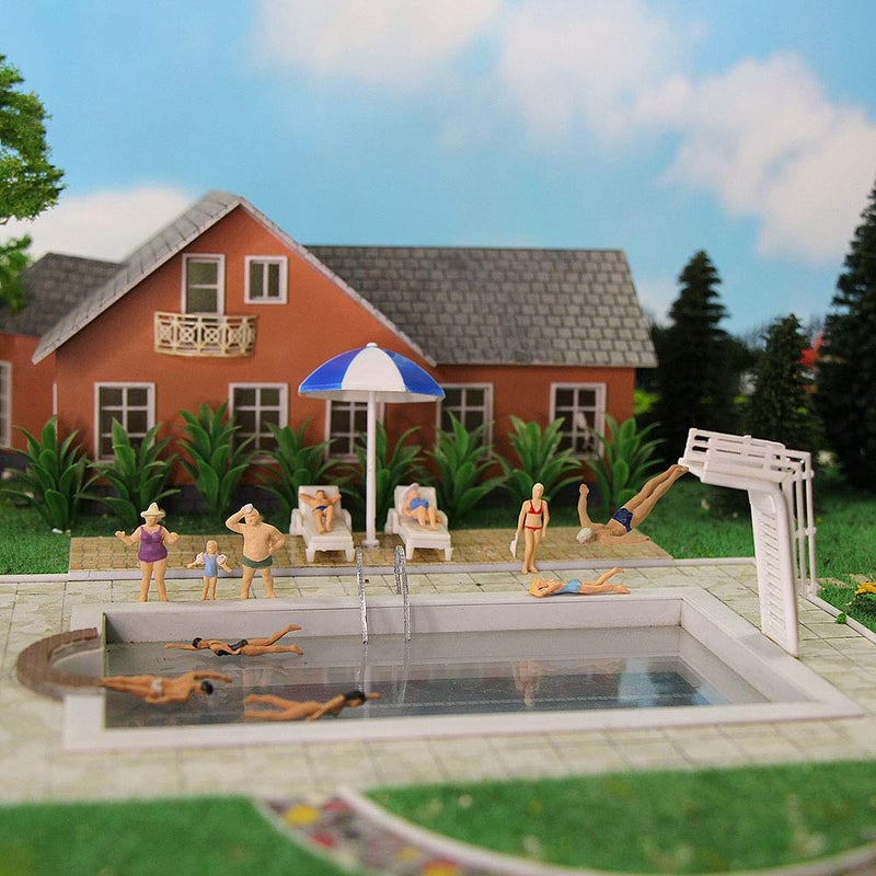 Evemodel P8719 40pcs Model Trains Swimming Figures 1:87 Scale HO Scale People Scenery Layout Landscape Miniature - Image 2
